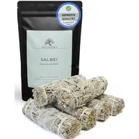 Incensera Räucherstäbchen-Halter Weißer Salbei zum Räuchern, Räucherbündel Smudge Stick White Sage, (6 St), naturbelassen, sortenrein, handgebunden, ohne Zusätze
