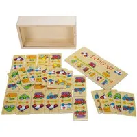 GICO Spielesammlung GICO Holz Domino Fahrzeuge Kinder Erwachsene Reisespiel - 7968