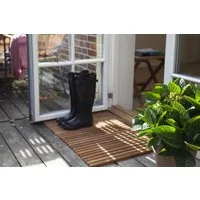 Cinas Badematte Bath, Höhe 2 mm, Wasserresistent, warmes Holzfinish, standfeste Konstruktion