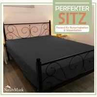 NatureMark Spannbettlaken Mikrofaser Spannbetttuch, Polyester, Gummizug: rundum, viele Größen und Farben Markenware, 90x200cm, Schwarz