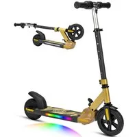 Vankel E-Scooter Kinder E-Scooter ab 6 Jahren, klappbar, höhenverstellbar, bis 14 km/h, 150 W, (faltbar, für Jungen und Mädchen, max. 50kg, Aluminiumrahmen), Luftfahrt-Alu, 6-Zoll-Pannenschutzreifen, bis 50 kg, LED & Reflektor