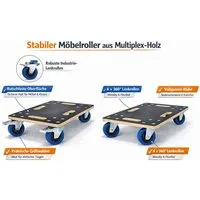 Easy Act GmbH Rollbrett Rollbrett Möbelroller aus Multiplex bis 800 kg, Ideal für Umzug, Werkstatt, Lager und Haushalt