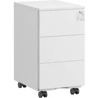 SONGMICS Rollcontainer Schubladenschrank, mobiler Aktenschrank, Metallschrank, Druckertisch, abschließbar, 3/4 Schubladen
