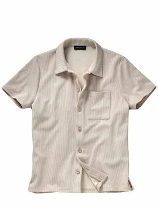 Mey & Edlich Herren Eiswaffel-Polo Beige 92 % Baumwolle, 8 % Polyamid