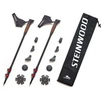 Steinwood Nordic-Walking-Stöcke 100% Carbon verstellbar mit Teleskop und Klemmverschluss mit extra Gu…