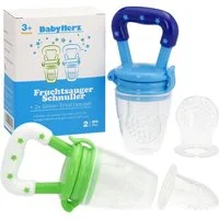 BabyHerz Schnuller Fruchtsauger Set (2er Pack) – Baby Beißring & Schnuller – BPA-frei, BPA-frei & doppelt praktisch – 2 Fruchtsauger + Silikonaufsätze