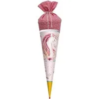 Roth Schultüte Lieblingsstück Einhornträume, 70 cm, rund, mit Stoffverschluss, Spitze