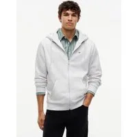 Tommy Jeans Kapuzensweatjacke TJM REGULAR S FLAG ZIP FLEECE THRU mit bestickten Markenlogo auf Brusthöhe