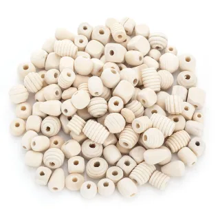 Holzperlenmix, natur, 5–20 mm, 500 g