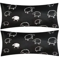 Heubergshop Kissenbezüge, (2 Stück), 40x80cm Schafe Lämmer Schwarz Weiß Kissenhülle 100% Baumwolle (99/1)