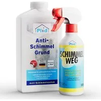 plid Wand- und Deckenfarbe Premium Schimmelschutz-Set Schimmelentferner Schimmelgrundierung, Schnelltrocknend, Schimmelbeständig, Überstreichbar