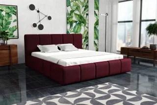 Polsterbett Bett Doppelbett GENUA Stoff 160x200cm Stoff Monolith Bordeauxrot