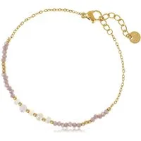 Made by Nami Perlenarmband Damen Armband mit Perlen Freundschaftsarmbänder verstellbar wasserfest, aus Edelstahl – hypoallergen – mit Verlängerung – romantischer Akzent