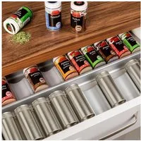 SO-TECH® Schubladeneinsatz ORGA-BOX® Gewürzgläsereinsatz silbergrau für 60er Korpusbrei, 510 x 28 x 480 mm silbergrau für Häcker 60er Korpusbreite