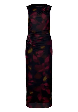 zero - Gemustertes Maxikleid rot/schwarz/violet - Gr. - 42