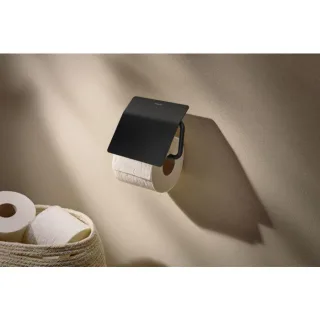 hansgrohe AddStoris S Toilettenpapierhalter 41783670 mit Deckel, matt schwarz