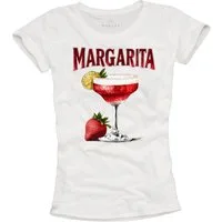 MAKAYA Print-Shirt Damen Margarita Glas Party Outfit Festival Konzert Top Modisch Elegant (Weiß, S, M, L, XL) aus Baumwolle