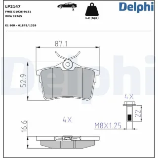 Delphi Bremsbel?ge hinten Citroen Berlingo Peugeot 308 Partner