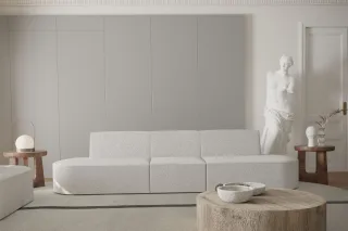 Sofa Designersofa 3-Sitzer MILOT in Stoff Ascot Bukla Creme
