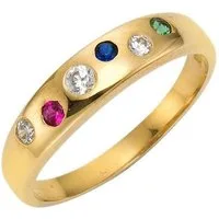 Firetti Goldring Schmuck Geschenk Gold 333 Damenring Goldring Edelstein Farbstein, mit Rubin, Saphir, Smaragd und Zirkonia (synth)