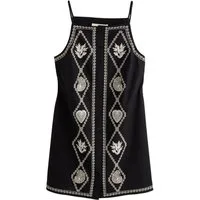 Next Minikleid Mini-Etuikleid mit Leinen und Stickerei (1-tlg)