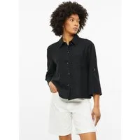 s.Oliver Kurzarmbluse Bluse Leinenmix-Bluse mit Turn-up