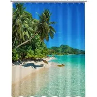 Clever-Kauf-24 Duschvorhang Textiler Duschvorhang Strand Palme Meer Breite 180 cm