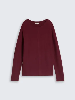 Tom Tailor - Strickpullover aus Baumwolle preppy plum - Gr. - M