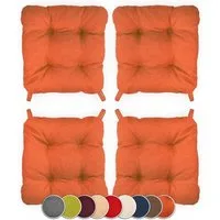 sunnypillow Stuhlkissen 4er Set Stuhlkissen mit Klettverschluss Maße: 40/35x40x8cm