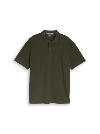 Tom Tailor - Plus Size - Piqué Poloshirt mit Logo-Stickerei deep leaf green - Gr. - 5XL