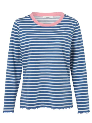 eiszeit - T-Shirt Rundhals 1/1 Arm Ringel smoke blue multicol - Gr. - 44