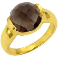 Jamelli Fingerring 925 Silber vergoldet Rauchquarz 12mm