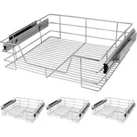 Casaria Schubkasten, 60 cm 4er Set Verchromt 25kg Belastbar Vollauszug mit Montagematerial