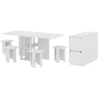 Rodnik Essgruppe Klapptisch Hocker Set 5-in-1, (5-tlg), Tisch-Transformer, kompakt & funktional, Hocker im Tisch verstaubar