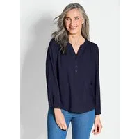 GOLDNER Schlupfbluse Elegante Viskosebluse mit V-Ausschnitt Luftige Bluse mit Fältchen, Knopfleiste und Langarm