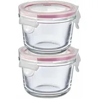 WESTMARK Vorratsdose Set, 2 Glas-Frischhaltedosen mit Clip-Deckel, rund, Füllvolumen: je, Borosilikatglas, PP, Silikon