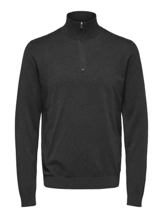 SELECTED MEN - SLHBERG LS HALF ZIP NOOS antracit - Gr. - S