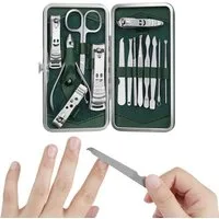 H&S Maniküre-Etui H&S Maniküre- und Pediküre-Set 14-teilig, Edelstahl, grün