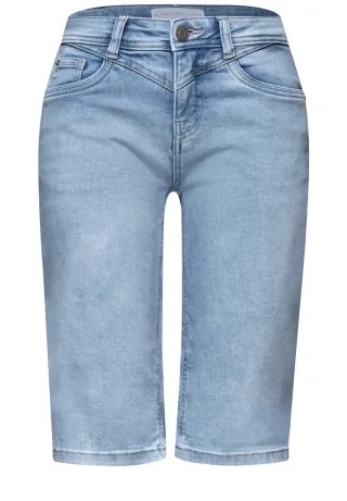 Street One - Slim Leg Bermuda mit Turn-Up-Detail light blue authentic wash - Gr. - 25
