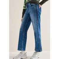 CECIL Weite Jeans Style NEELE Mid Blue mit tonalen Gallonstreifen und Stretch