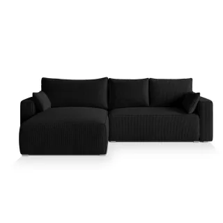 Masseno Ecksofa, Schwarz, Holz, 3-Sitzer, L-Form,L-Form, 265x178 cm, Wohnzimmer, Sofas & Couches, Wohnlandschaften, Ecksofas