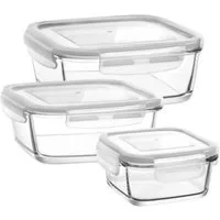 LAV Vorratsglas LAV Fresco Glas 3-tlg. Frischhaltedosen Set – Erhältlich in, (Set, 3-tlg., 3er Set), Hält Lebensmittel länger frisch und organisiert
