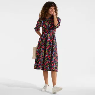 Baumwoll-Midikleid in Wickeloptik für Damen, Damen, size: regular, Blau, Baumwolle, by Lands' End