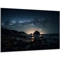 DARO Design Leinwandbild Modern Abstrakt Wandbilder XXL Wandbild Wand Deko Leinwand Bilder, (Nachts am Meer - Bild groß Wohnzimmer Schlafzimmer Küche Esszimmer Einteilig Querformat Fotodruck Leinwände Wanddeko Abstrakte Kunst Boho), 30x20cm
