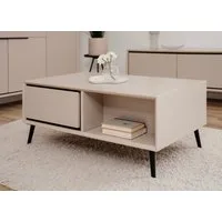 Furn.Design Couchtisch Brebbia (Sofatisch in Kaschmir / Sand mit Schwarz, 94 x 40 cm), mit 2 Schubkästen und Stauraum