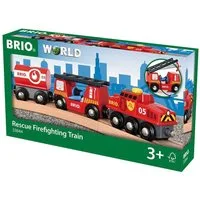 BRIO® Spielzeugeisenbahn-Lokomotive Brio World Eisenbahn Zug Feuerwehr Löschzug 4 Teile 33844