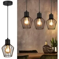 Nettlife Pendelleuchte Retro Schwarz Esstisch E27 Metallschirm Industrie Stil Hängelampe, ohne Leuchtmittel, Wohnzimmer Küche Schlafzimmer Cafe