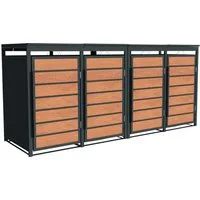 ESTEXO Mülltonnenbox Müllbox Mülltonnenverkleidung 4 Türen Anthrazit mit Holzdekor Box