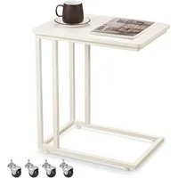 VASAGLE Beistelltisch (1-St), mit Rollen, C-Form, mobiler Kaffeetisch, 35 x 50 x 60 cm