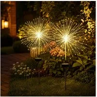 pedete LED Solarleuchte LED Solarleuchte Solarlampen Garten 120 LED Feuerwerk Solarleuchten, gartendeko, solarlampen für außen, Warmweiß, Tageslichtweiß, Leuchtmittel, Wetterfest Pusteblume Solarlampen 8 Modi mit Erdspieß
